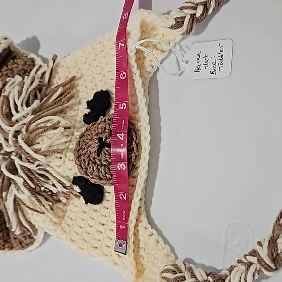 Handmade crocheted Toddler Llama Winter Hat - Picture 3 of 3